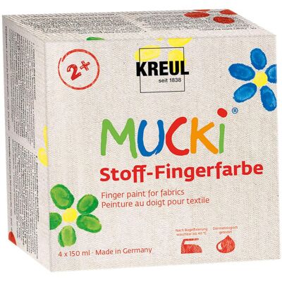 Kreul, Colore + Vernice per fai da te, Set 4 pz. in tessuto Mucki vernice a dito (600 ml) Kreul, Colore + Vernice per fai da te, Set 4 pz. in tessuto Mucki vernice a dito (600 ml)