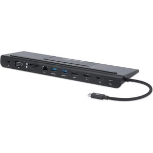 Manhattan Triple-Monitor Dock (Porta di attracco (proprietaria), 11 porte), Docking station + Hub USB, Nero Manhattan Triple-Monitor Dock (Porta di attracco (proprietaria), 11 porte), Docking station + Hub USB, Nero