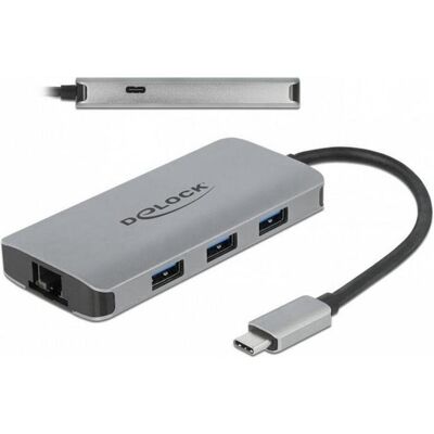 Delock 63252 (USB-C, 4 porte), Docking station + Hub USB, Grigio Delock 63252 (USB-C, 4 porte), Docking station + Hub USB, Grigio