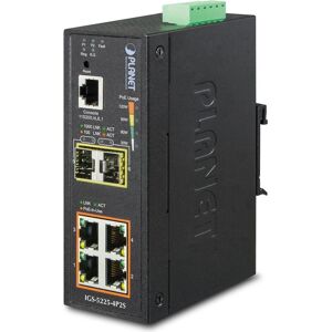 Planet Industriale L2+ 4 porte 1000T 802.3at PoE + 2 porte SFP (4 porte), Switch di rete, Nero Planet Industriale L2+ 4 porte 1000T 802.3at PoE + 2 porte SFP (4 porte), Switch di rete, Nero