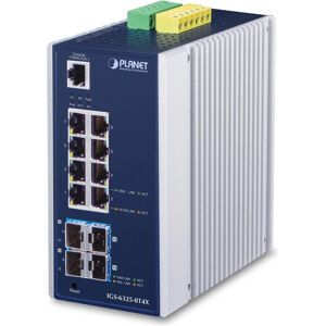 Planet Industriale L3 8 porte 1000T + 4 porte SFP+ (14 porte), Switch di rete, Grigio, Blu Planet Industriale L3 8 porte 1000T + 4 porte SFP+ (14 porte), Switch di rete, Grigio, Blu