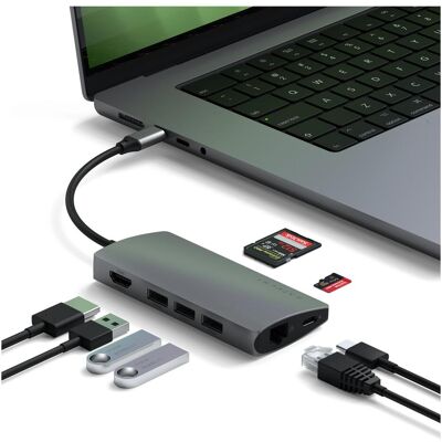 Satechi St-Tcmas (USB-C, 1 porzione), Docking station + Hub USB, Argento Satechi St-Tcmas (USB-C, 1 porzione), Docking station + Hub USB, Argento