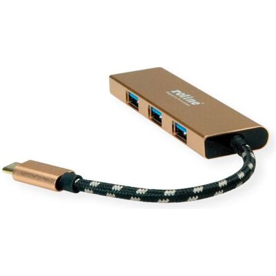 Roline USB 3.2 Gen 1 Hub (USB-C, 4 porte), Docking station + Hub USB, Oro Roline USB 3.2 Gen 1 Hub (USB-C, 4 porte), Docking station + Hub USB, Oro