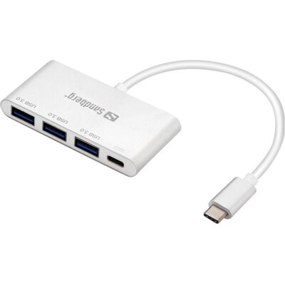 Sandberg Convertitore USB-C -> 3 x USB 3.0 (USB-C, 3 porte), Docking station + Hub USB, Grigio Sandberg Convertitore USB-C -> 3 x USB 3.0 (USB-C, 3 porte), Docking station + Hub USB, Grigio