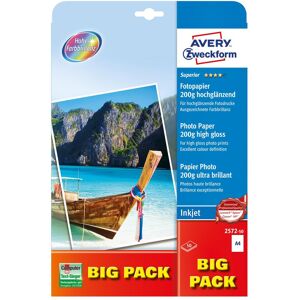 Avery Carta fotografica a getto d'inchiostro Superior A4 Big Pack (200 g/m², A4), Carta fotografica, Bianco Avery Carta fotografica a getto d'inchiostro Superior A4 Big Pack (200 g/m², A4), Carta fotografica, Bianco