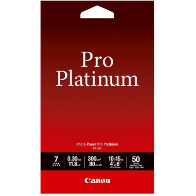 Canon PT-101 Pro Platinum (300 g/m², 10 x 15 cm, 50 pz.), Carta fotografica, Bianco Canon PT-101 Pro Platinum (300 g/m², 10 x 15 cm, 50 pz.), Carta fotografica, Bianco