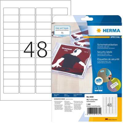 HERMA, Etichette, Etichette di sicurezza A4 HERMA, Etichette, Etichette di sicurezza A4
