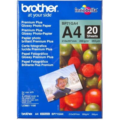 Brother Bp-71ga4 (260 g/m², A4, 20 pz.), Carta fotografica, Bianco Brother Bp-71ga4 (260 g/m², A4, 20 pz.), Carta fotografica, Bianco