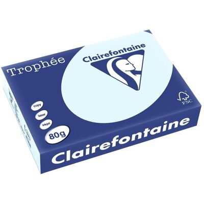Carta copie Clairefontaine Trophée blu pastello DIN A4 - 80 g/m² - 500 fogli Carta copie Clairefontaine Trophée blu pastello DIN A4 - 80 g/m² - 500 fogli