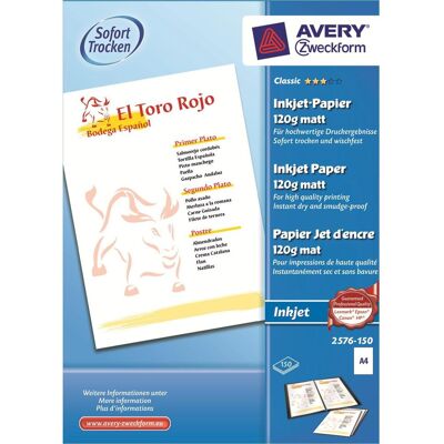 Avery Carta, Carta a getto d'inchiostro (A4, 150 lamelle, 120 g/m²) Avery Carta, Carta a getto d'inchiostro (A4, 150 lamelle, 120 g/m²)