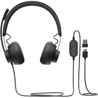 Logitech Zone (Cablato, USB-C, Skype, Team Microsoft), Cuffie da ufficio, Nero Logitech Zone (Cablato, USB-C, Skype, Team Microsoft), Cuffie da ufficio, Nero
