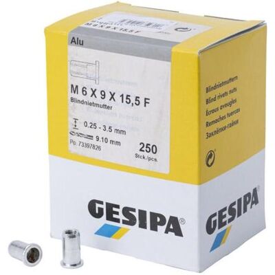 Gesipa - M6 9x15,5 - Alluminio - 9x15 - Dente cieco Gesipa - M6 9x15,5 - Alluminio - 9x15 - Dente cieco