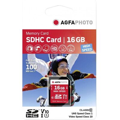 AGFAPHOTO Alta velocità (16 GB, SDHC, U1, UHS-I), Scheda di memoria, Nero AGFAPHOTO Alta velocità (16 GB, SDHC, U1, UHS-I), Scheda di memoria, Nero