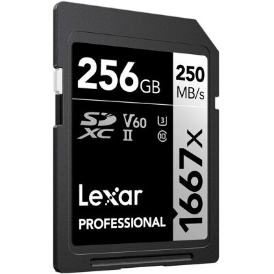Lexar Professionale 1667x (256 GB, SDXC, U3, UHS-II), Scheda di memoria, Nero, Grigio Lexar Professionale 1667x (256 GB, SDXC, U3, UHS-II), Scheda di memoria, Nero, Grigio