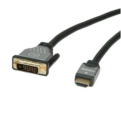 Roline DVI — HDMI (Typ A) (2 m), Cavo video, Nero Roline DVI — HDMI (Typ A) (2 m), Cavo video, Nero