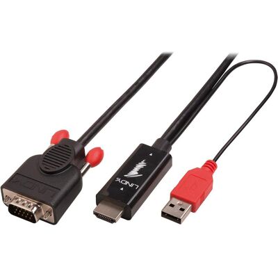 Lindy HDMI (Typ A) — VGA (3 m), Cavo video, Nero Lindy HDMI (Typ A) — VGA (3 m), Cavo video, Nero