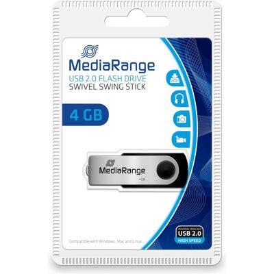 MediaRange Memory Drive 2.0 Swivel (4 GB, USB-A), Chiavetta USB, Nero, Argento MediaRange Memory Drive 2.0 Swivel (4 GB, USB-A), Chiavetta USB, Nero, Argento