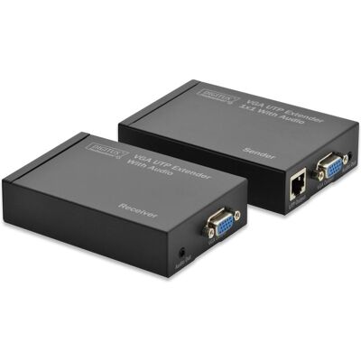 Digitus Kit trasmettitore/ricevitore VGA-UTP Extender 300m 1920x1200 incluso alimentatore, Convertitore video Digitus Kit trasmettitore/ricevitore VGA-UTP Extender 300m 1920x1200 incluso alimentatore, Convertitore video
