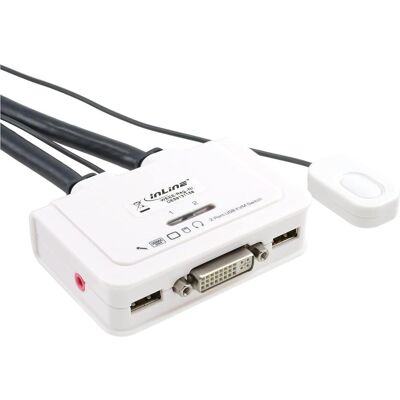 InLine Switch KVM 2 volte DVI-D USB con audio e set di cavi integrati 0,9m bianco, Switch KVM, Bianco InLine Switch KVM 2 volte DVI-D USB con audio e set di cavi integrati 0,9m bianco, Switch KVM, Bianco