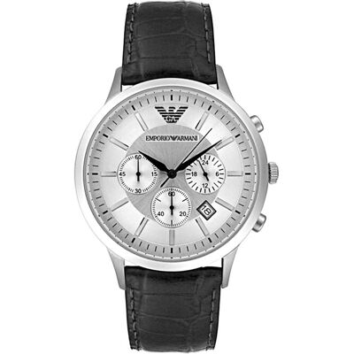 Giorgio Armani Emporio Armani, Orologio da polso, Renato, Argento, Nero, (Cronografo, 43 mm) Giorgio Armani Emporio Armani, Orologio da polso, Renato, Argento, Nero, (Cronografo, 43 mm)