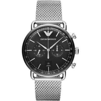 Giorgio Armani Emporio Armani, Orologio da polso, aviatore, Argento, (Cronografo, Orologio analogico, 43 mm) Giorgio Armani Emporio Armani, Orologio da polso, aviatore, Argento, (Cronografo, Orologio analogico, 43 mm)