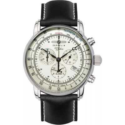 Zeppelin, Orologio da polso, 100 anni di, Marrone, Argento, (Cronografo, Orologio analogico, 42 mm) Zeppelin, Orologio da polso, 100 anni di, Marrone, Argento, (Cronografo, Orologio analogico, 42 mm)