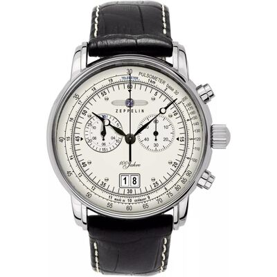 Zeppelin, Orologio da polso, Cronografo LZ127 Count, Argento, Nero, (Cronografo, Orologio analogico, 42 mm) Zeppelin, Orologio da polso, Cronografo LZ127 Count, Argento, Nero, (Cronografo, Orologio analogico, 42 mm)