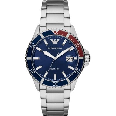 Giorgio Armani Emporio Armani, Orologio da polso, Mario, Argento, (Orologio sub, 42 mm) Giorgio Armani Emporio Armani, Orologio da polso, Mario, Argento, (Orologio sub, 42 mm)
