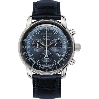 Zeppelin, Orologio da polso, 100 Jahre, Blu, Bianco, Argento, (Cronografo, Orologio analogico, 43 mm) Zeppelin, Orologio da polso, 100 Jahre, Blu, Bianco, Argento, (Cronografo, Orologio analogico, 43 mm)