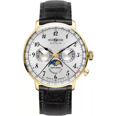 Zeppelin, Orologio da polso, LZ129 Hindenburg, Argento, Oro, (Cronografo, 40 mm) Zeppelin, Orologio da polso, LZ129 Hindenburg, Argento, Oro, (Cronografo, 40 mm)
