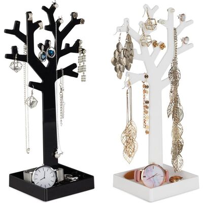 Relaxdays, Portagioielli, Set da 2 pezzo alberi portagioielli, Nero, Bianco Relaxdays, Portagioielli, Set da 2 pezzo alberi portagioielli, Nero, Bianco