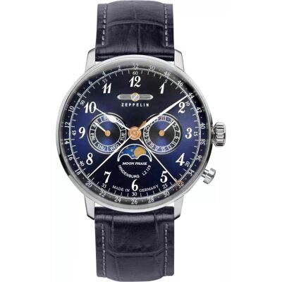 Zeppelin, Orologio da polso, LZ129 Hindenburg, Blu, Argento, (Cronografo, 40 mm) Zeppelin, Orologio da polso, LZ129 Hindenburg, Blu, Argento, (Cronografo, 40 mm)