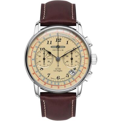 Zeppelin, Orologio da polso, LZ126 Los Angeles, Argento, Marrone, Beige, (Cronografo, 42 mm) Zeppelin, Orologio da polso, LZ126 Los Angeles, Argento, Marrone, Beige, (Cronografo, 42 mm)