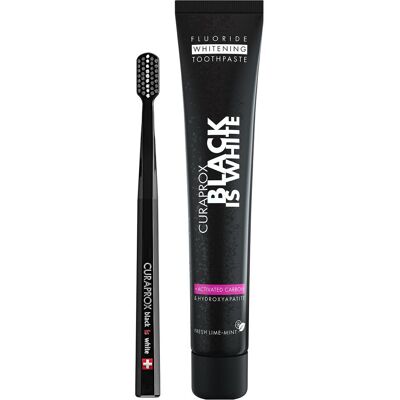Set Dentifricio e Spazzolino Curaprox Bianco e Nero Set Dentifricio e Spazzolino Curaprox Bianco e Nero