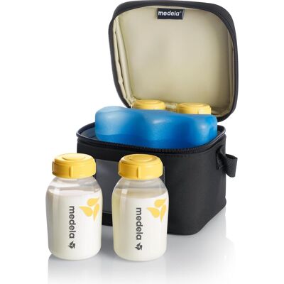 Medela, Contenitore pappa + latte, Borsa frigo con 4 bottiglie di latte e 1 elemento refrigerante Medela, Contenitore pappa + latte, Borsa frigo con 4 bottiglie di latte e 1 elemento refrigerante