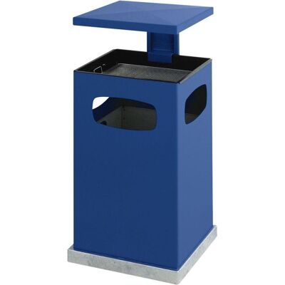 kaiserkraft Cestino dei rifiuti per l'esterno, con inserto posacenere e tettuccio di protezione, Pattumiera, Blu kaiserkraft Cestino dei rifiuti per l'esterno, con inserto posacenere e tettuccio di protezione, Pattumiera, Blu