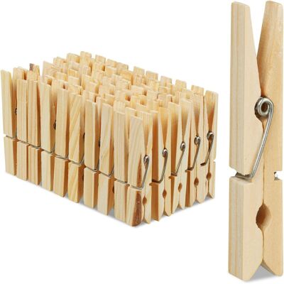 Relaxdays Set di 100 mollette grandi in legno naturale - Mollette Relaxdays Set di 100 mollette grandi in legno naturale - Mollette
