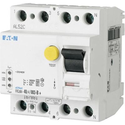 Eaton FRCDM-40/4/03-G/B+ - Interruttore differenziale sensibile 40A 4p 300mA - Protezione differenziale allstromsensitiv Eaton FRCDM-40/4/03-G/B+ - Interruttore differenziale sensibile 40A 4p 300mA - Protezione differenziale allstromsensitiv