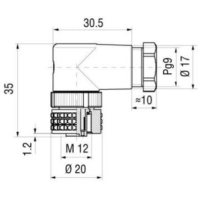 Connettore M12 angolato Hirschmann 933 166-100-1 - Sensore/Attuatore Connettore M12 angolato Hirschmann 933 166-100-1 - Sensore/Attuatore