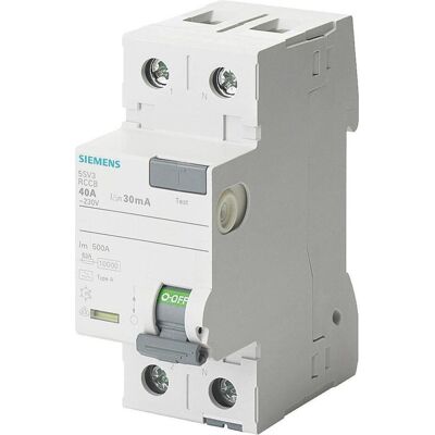 Siemens Interruttore differenziale, Interruttore FI tipo F ritardato di breve durata A 30 mA Un Siemens Interruttore differenziale, Interruttore FI tipo F ritardato di breve durata A 30 mA Un