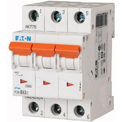 Interruttore automatico Eaton 3P 63A - Curva Tipo C - Montaggio su guida DIN Interruttore automatico Eaton 3P 63A - Curva Tipo C - Montaggio su guida DIN
