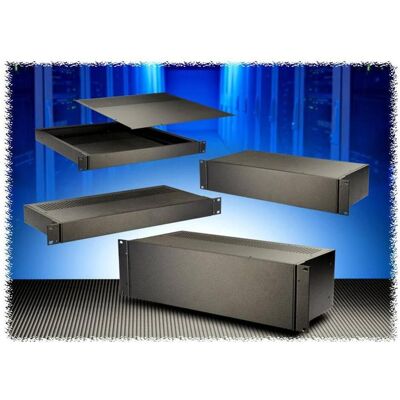 Custodia in alluminio nero Hammond Electronics RM2U1908SBK per rack da 19 pollici - Rack enclosure Custodia in alluminio nero Hammond Electronics RM2U1908SBK per rack da 19 pollici - Rack enclosure