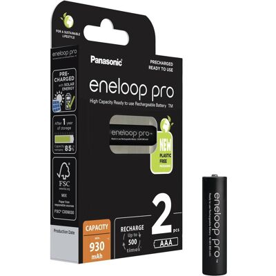 Panasonic eneloop pro (2 pz., AAA, 930 mAh), Batterie + pile Panasonic eneloop pro (2 pz., AAA, 930 mAh), Batterie + pile