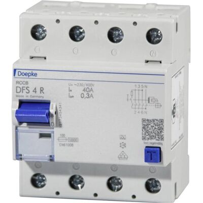 Interruttore differenziale Doepke DFS4 063-4/0,03-A R - 4 poli, 63A, IP20 - 400V Interruttore differenziale Doepke DFS4 063-4/0,03-A R - 4 poli, 63A, IP20 - 400V