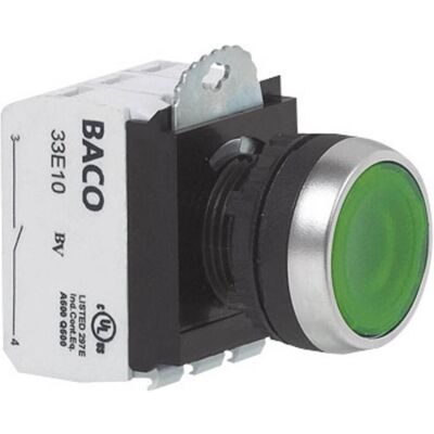 BACO L21AH20L Pulsante Verde Cromato - Pulsante BACO L21AH20L Pulsante Verde Cromato - Pulsante