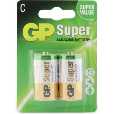 GP Batteries 1x2 Super Alcalina 1,5V C Baby LR14 (2 pz., C, 1400 mAh), Batterie + pile GP Batteries 1x2 Super Alcalina 1,5V C Baby LR14 (2 pz., C, 1400 mAh), Batterie + pile