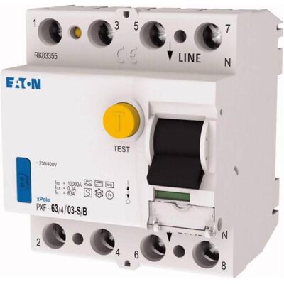 Eaton 300304 PXF-63/4/03-S/B Interruttore differenziale - Universale, 4 poli, 63A Eaton 300304 PXF-63/4/03-S/B Interruttore differenziale - Universale, 4 poli, 63A
