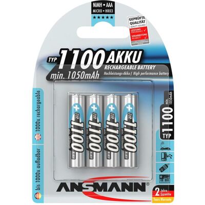 Ansmann Tipo 1100 (4 pz., AAA, 1050 mAh), Batterie + pile Ansmann Tipo 1100 (4 pz., AAA, 1050 mAh), Batterie + pile