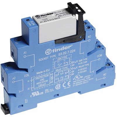 Relè Finder 12V CC su guida DIN - 8A, Contatto in Argento Relè Finder 12V CC su guida DIN - 8A, Contatto in Argento