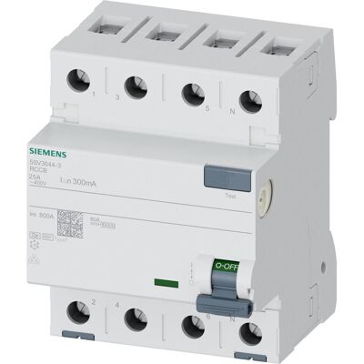 Siemens 5SV3644-3 - Interruttore differenziale - 4 poli - Ritardo breve - 40A - 300mA - 400V Siemens 5SV3644-3 - Interruttore differenziale - 4 poli - Ritardo breve - 40A - 300mA - 400V